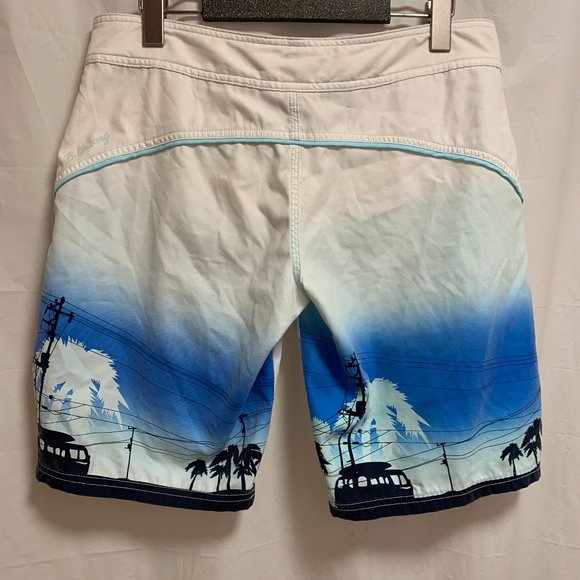 Billabong White & Blue Board Shorts Swim Trunks Men Size 7 - Picture 4 of 8